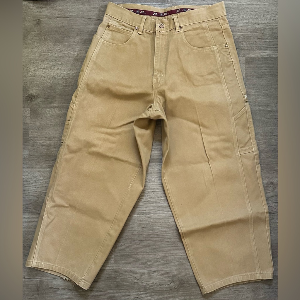 Pelle Pelle X Marc Buchanan Logo Embroidery Wide Painter Pants Khaki Size 33